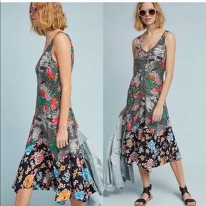 Anthropologie Maeve Violette Floral Midi Dress